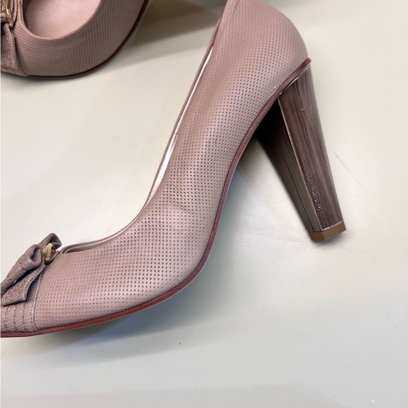 GIOVANNI GIUSTI MADE IN ITAKY Vero Cuoio Tan Peep Toe Heels with Bow Detail - Picture 4 of 11